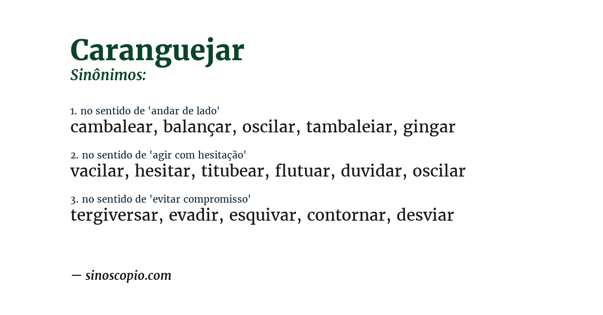 Sinônimo de caranguejar