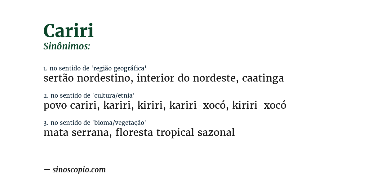Sinônimo de cariri