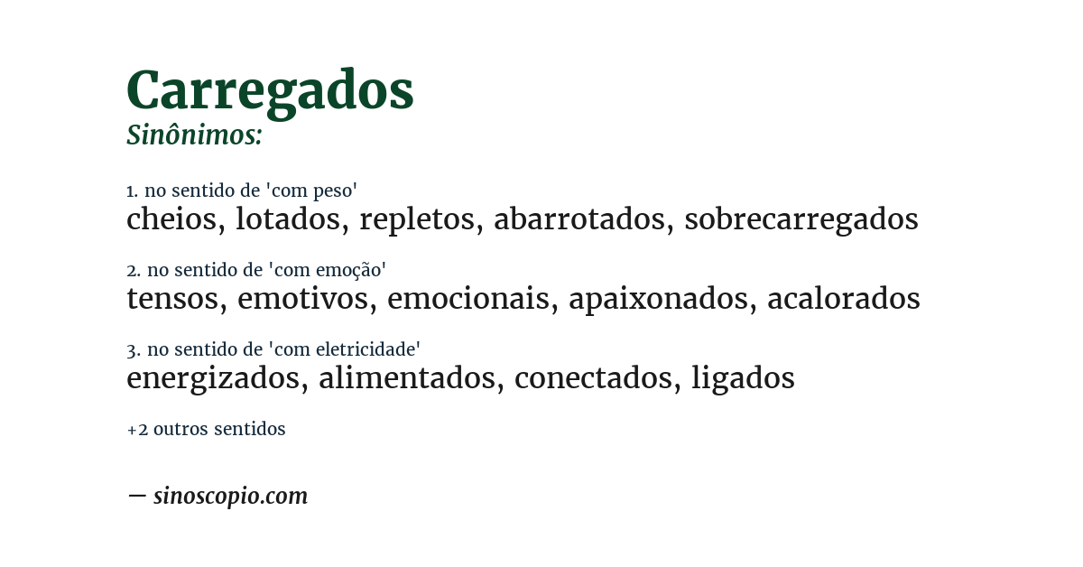Sinônimo de carregados