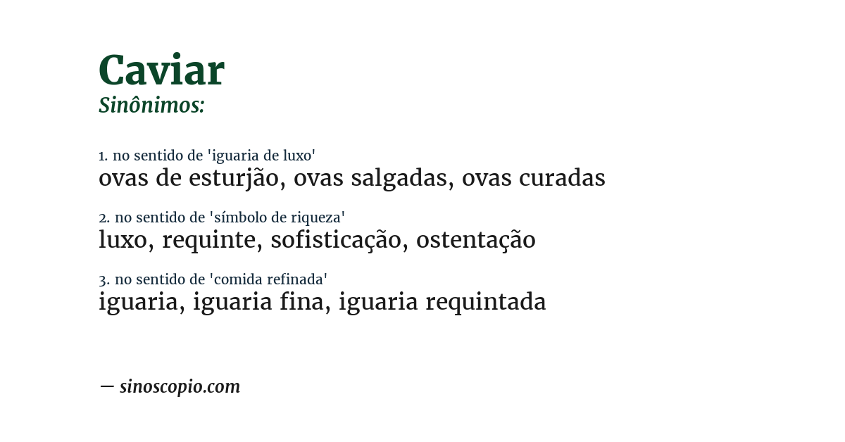 Sinônimo de caviar