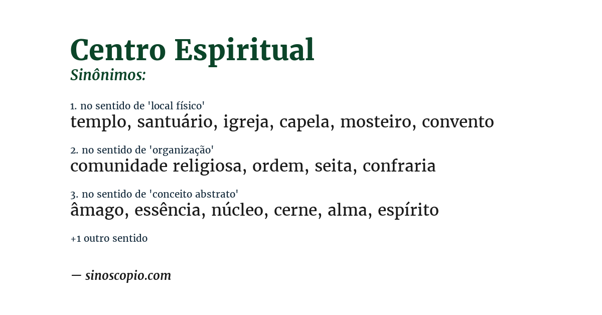 Sinônimo de centro espiritual