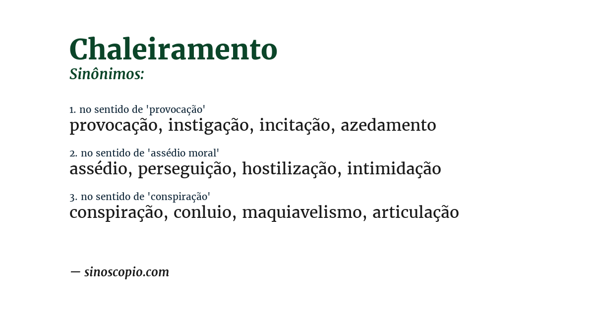 Sinônimo de chaleiramento
