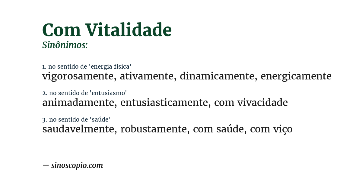 Sinônimo de com vitalidade