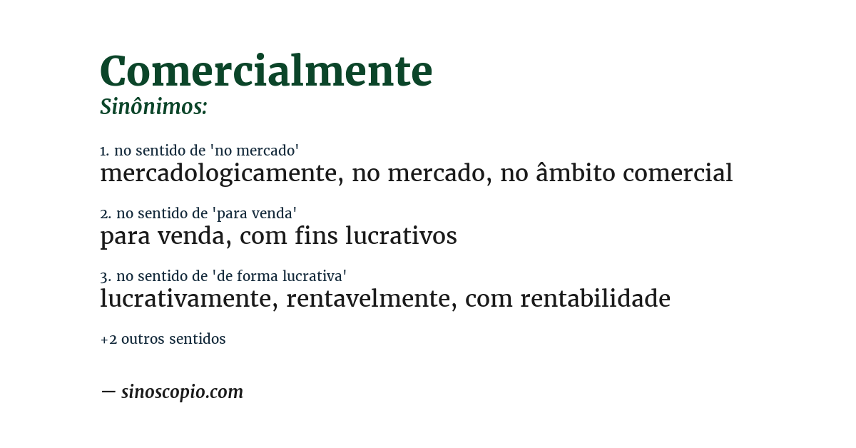 Sinônimo de comercialmente