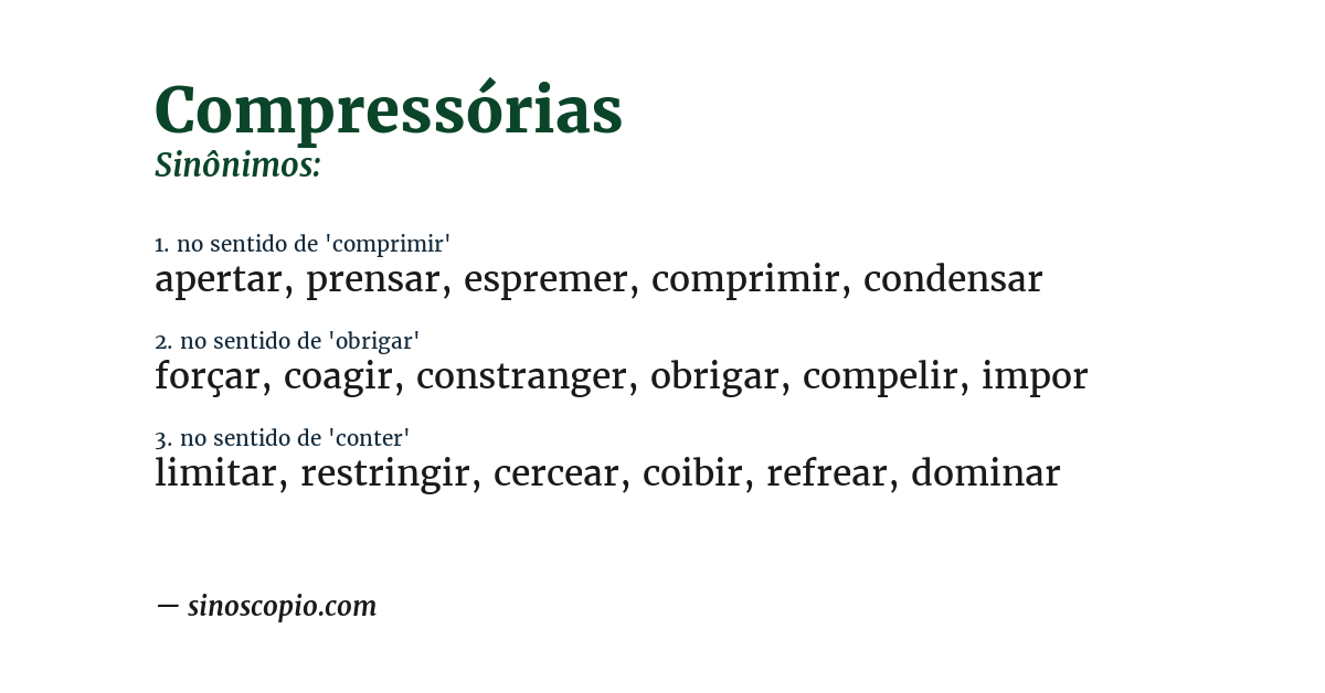 Sinônimo de compressórias