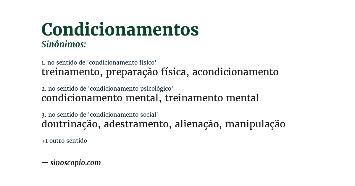 Sinônimo de condicionamentos