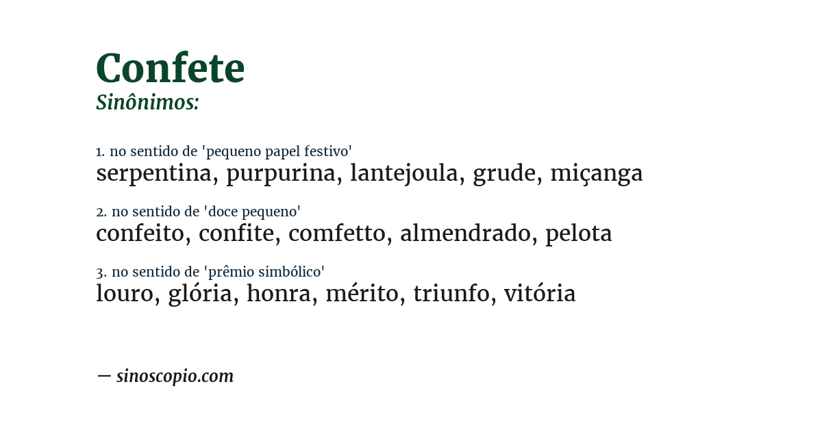 Sinônimo de confete