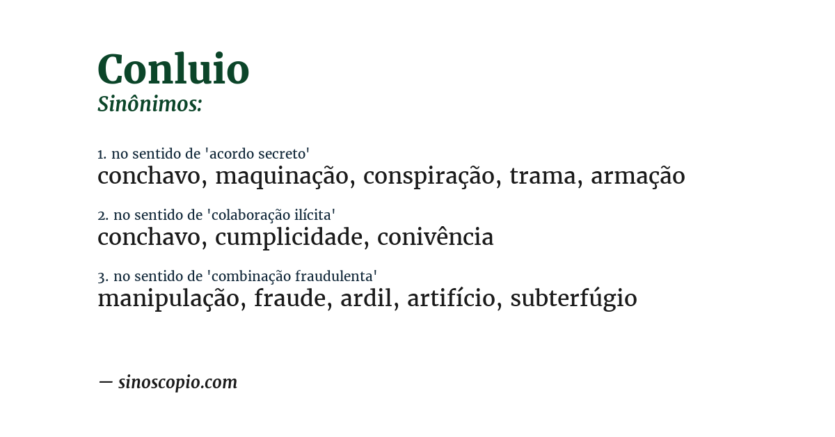 Sinônimo de conluio