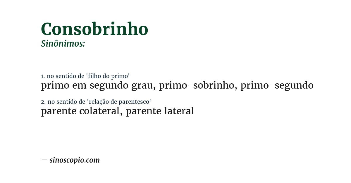 Sinônimo de consobrinho