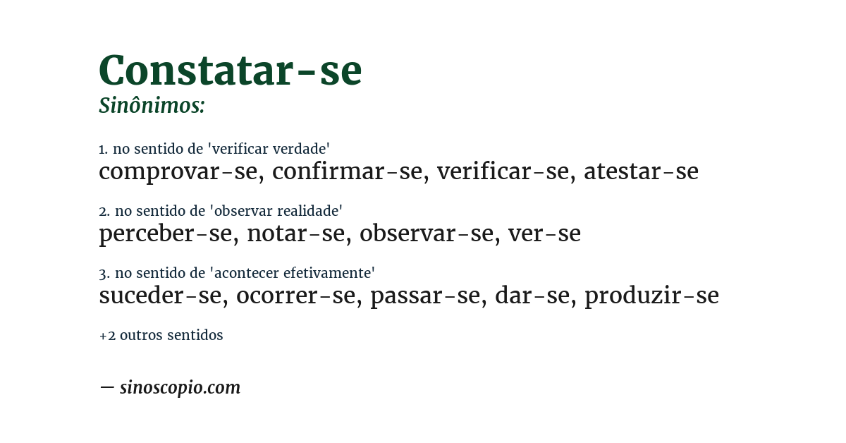 Sinônimo de constatar-se