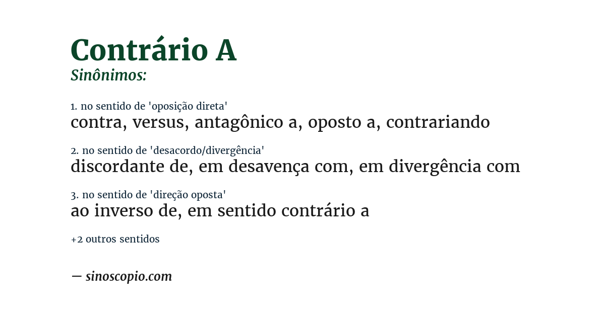 Sinônimo de contrário a