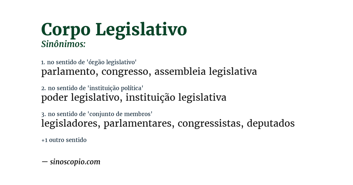 Sinônimo de corpo legislativo