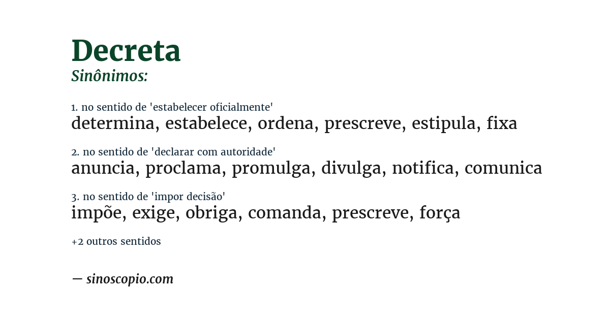 Sinônimo de decreta