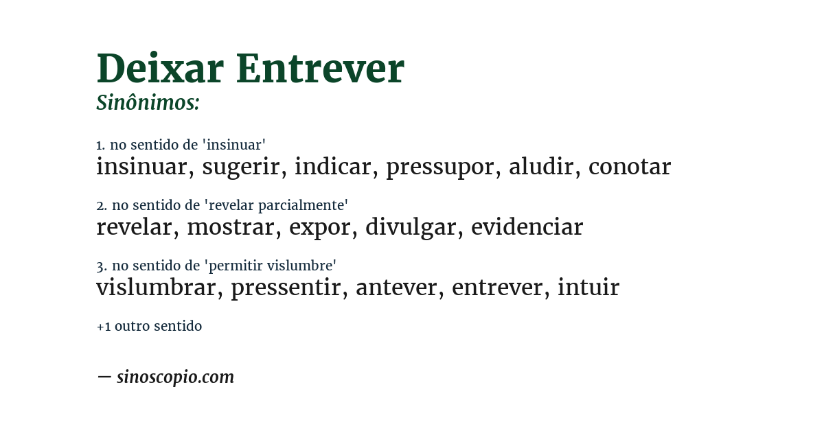 Sinônimo de deixar entrever