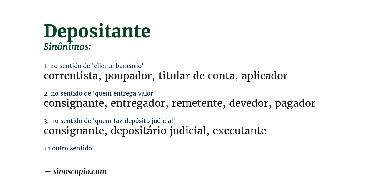 Sinônimo de depositante