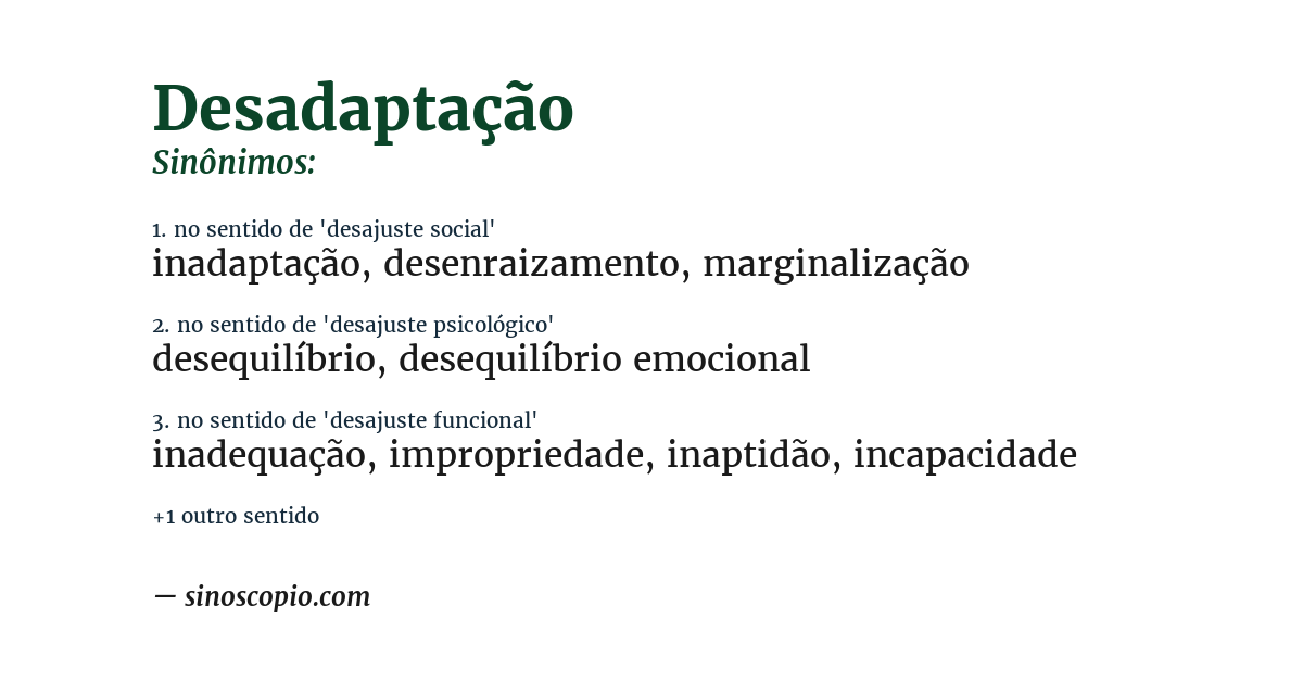 Sinônimo de desadaptação