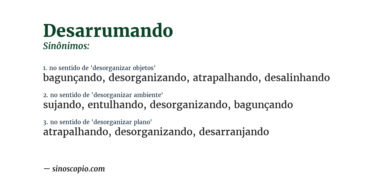 Sinônimo de desarrumando