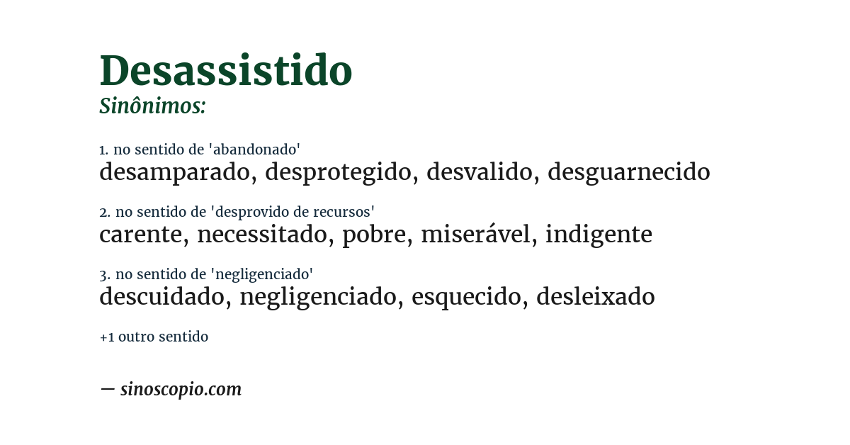 Sinônimo de desassistido
