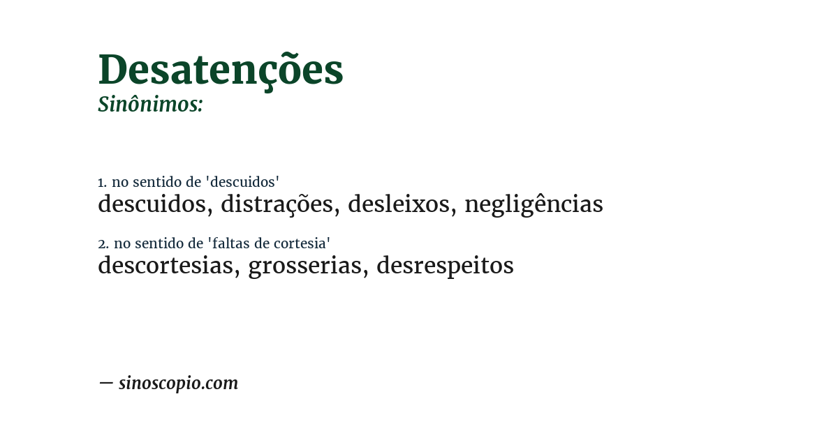 Sinônimo de desatenções