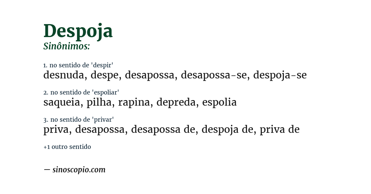 Sinônimo de despoja