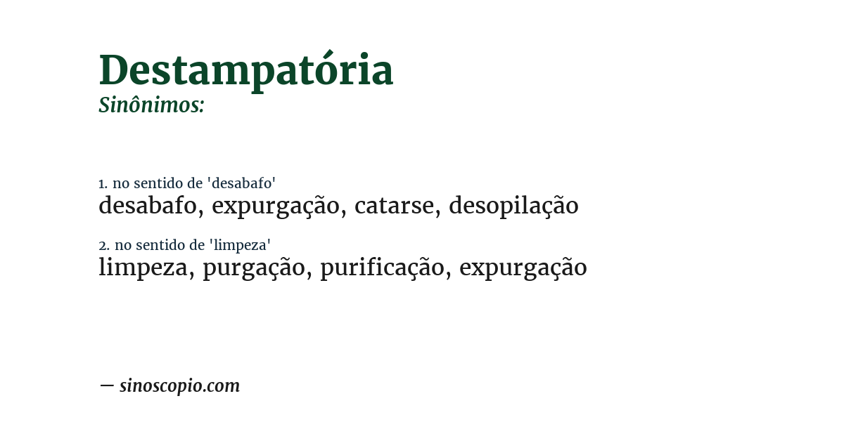 Sinônimo de destampatória