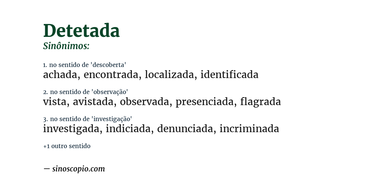 Sinônimo de detetada