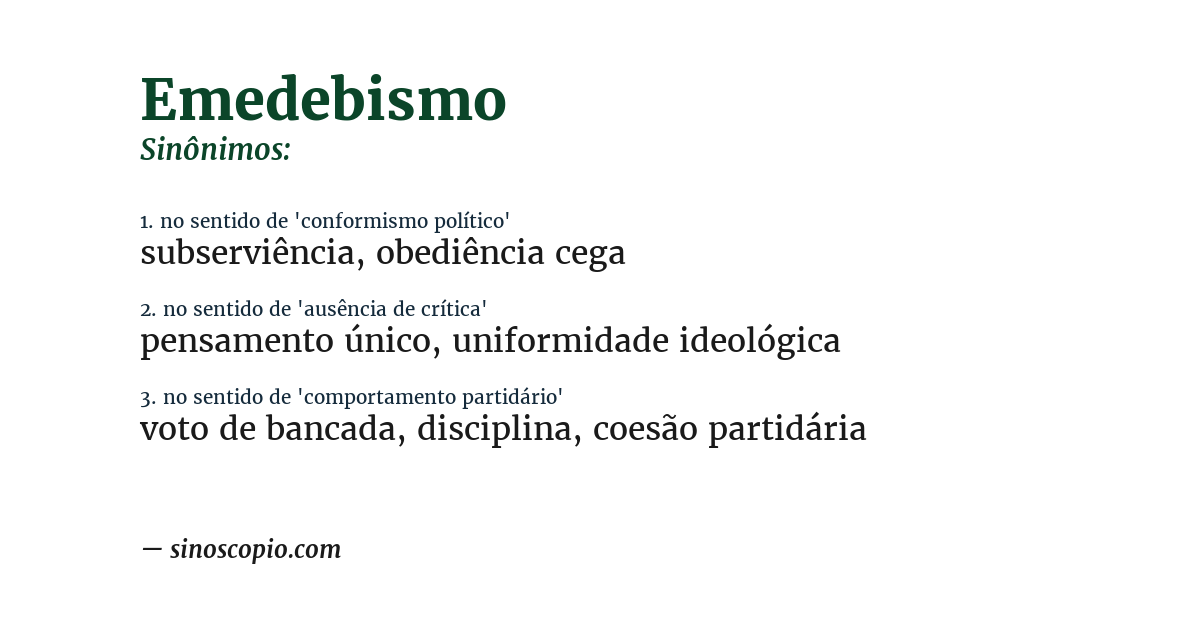 Sinônimo de emedebismo