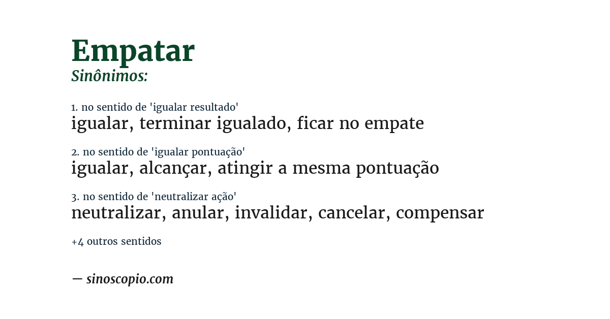Sinônimo de empatar