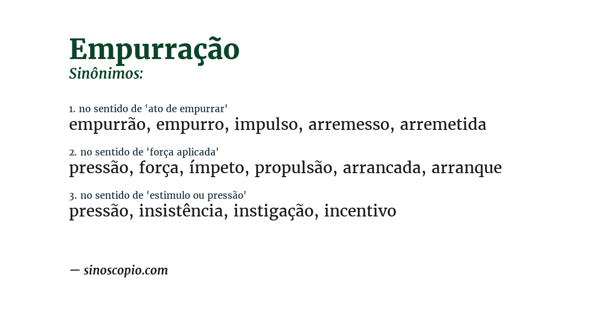 Sinônimo de empurração