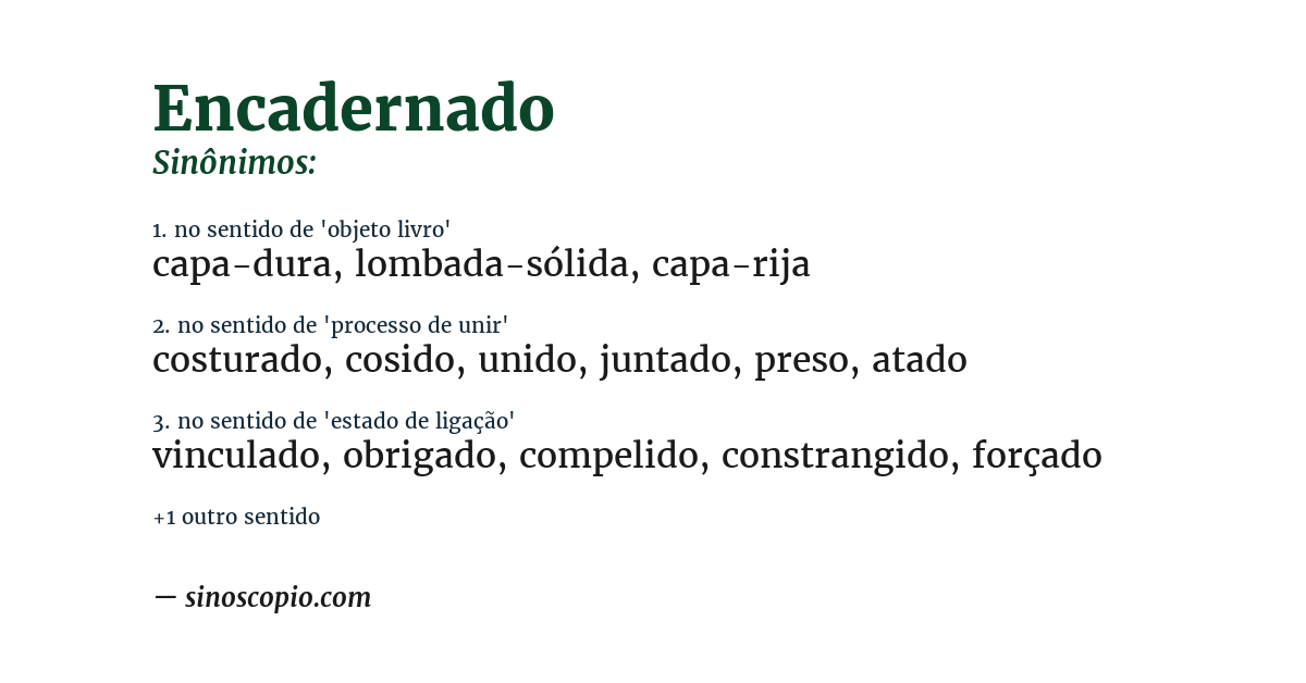Sinônimo de encadernado
