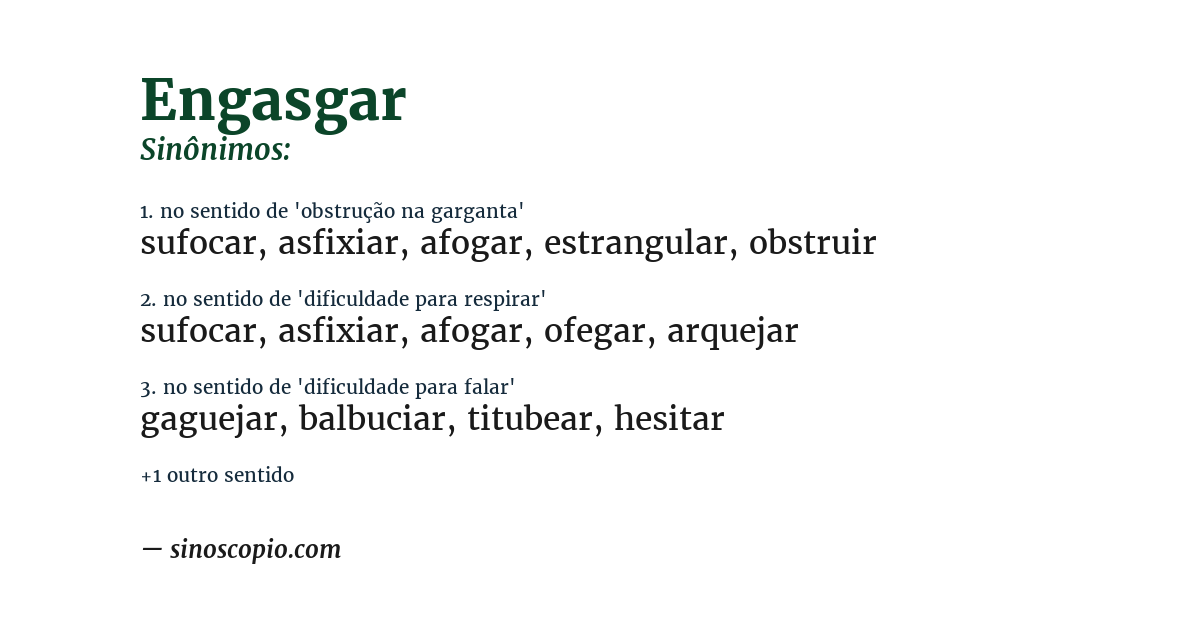Sinônimo de engasgar