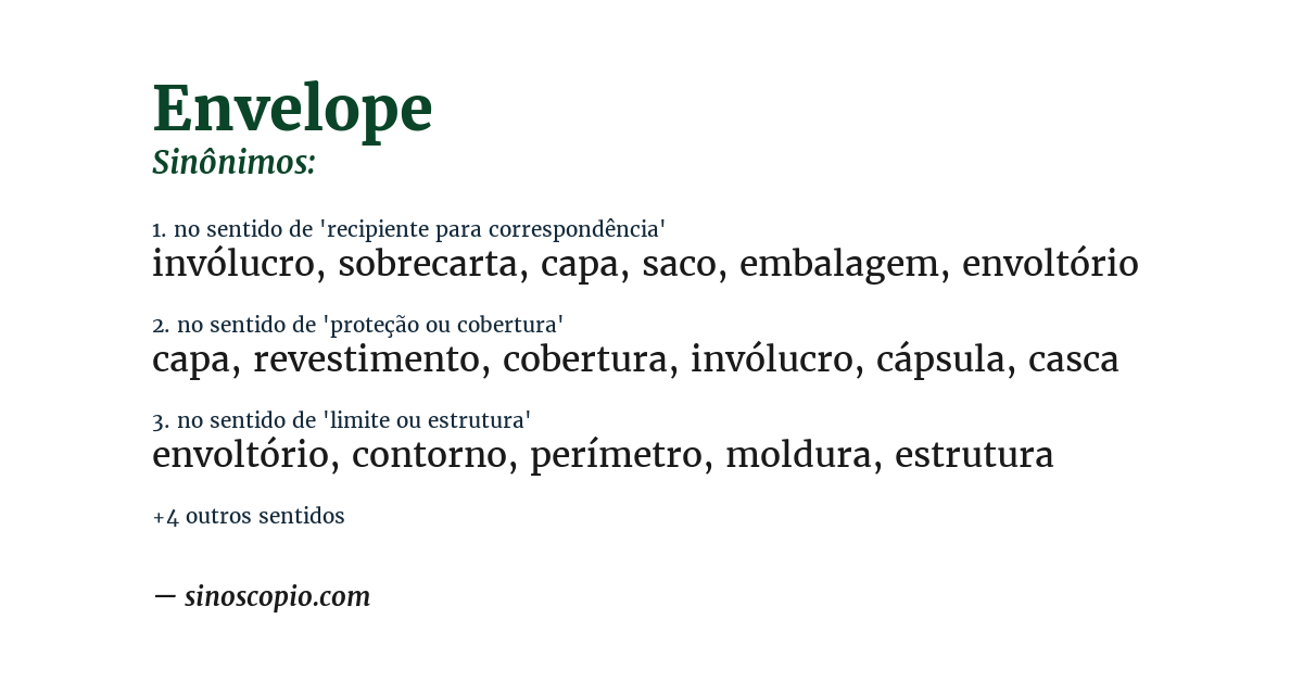 Sinônimo de envelope