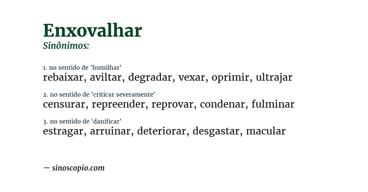 Sinônimo de enxovalhar