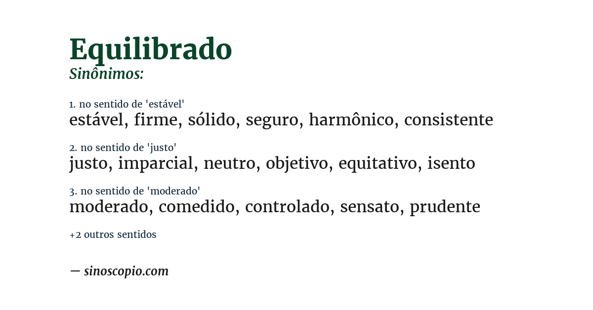 Sinônimo de equilibrado