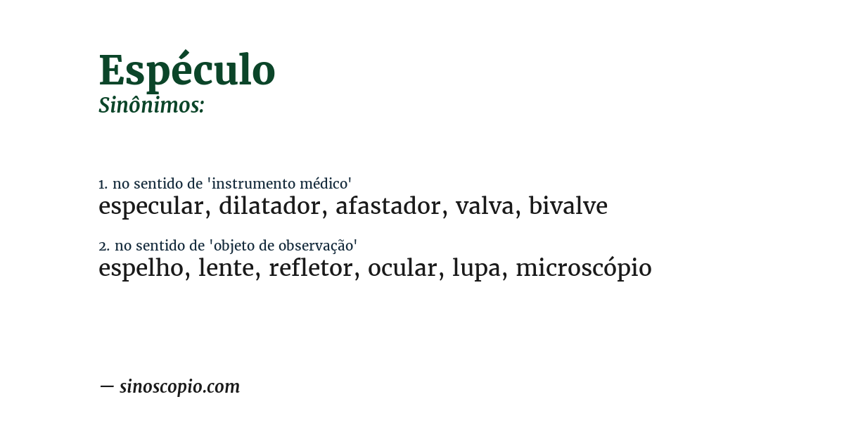Sinônimo de espéculo