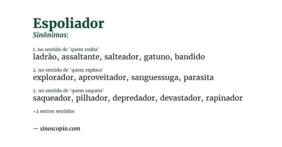 Sinônimo de espoliador