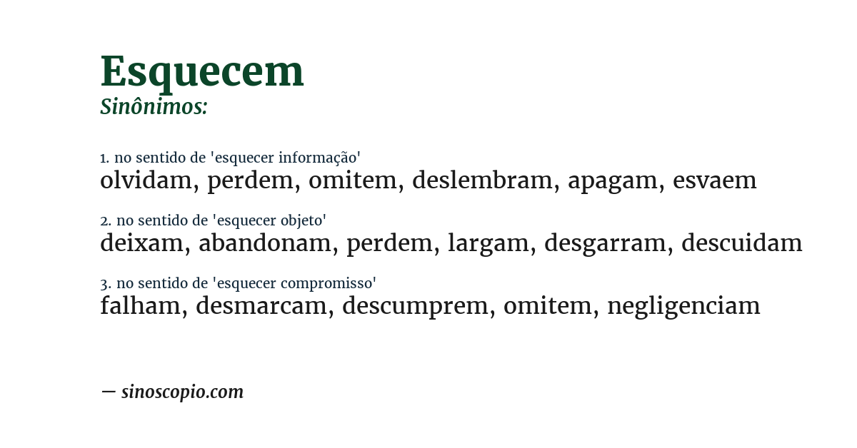 Sinônimo de esquecem