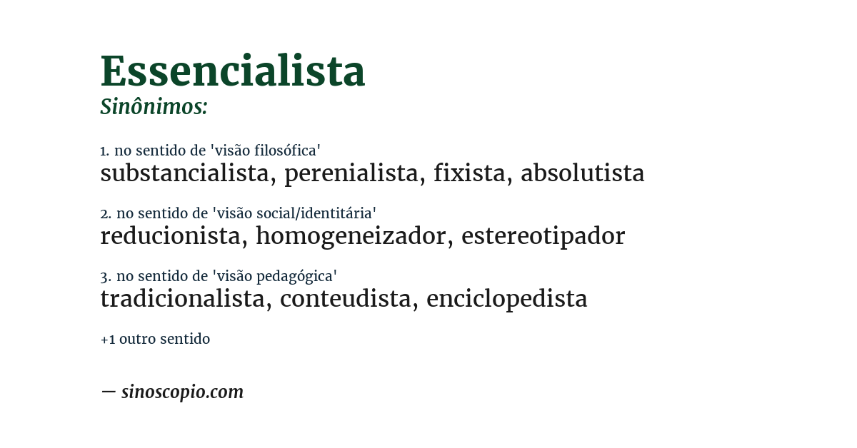 Sinônimo de essencialista