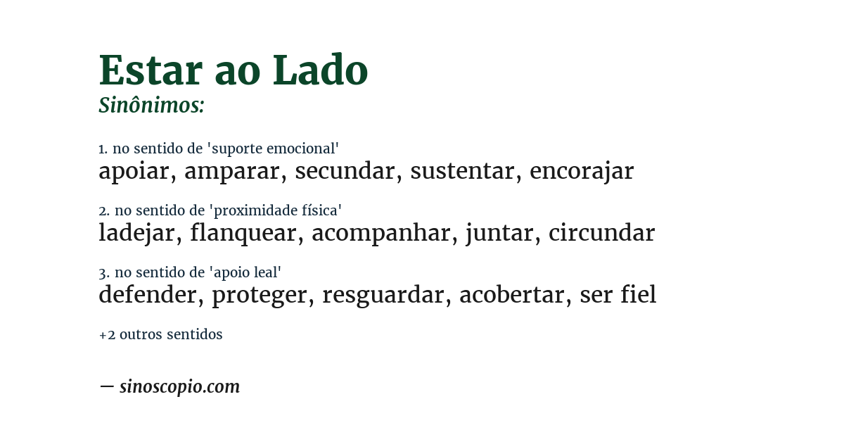 Sinônimo de estar ao lado