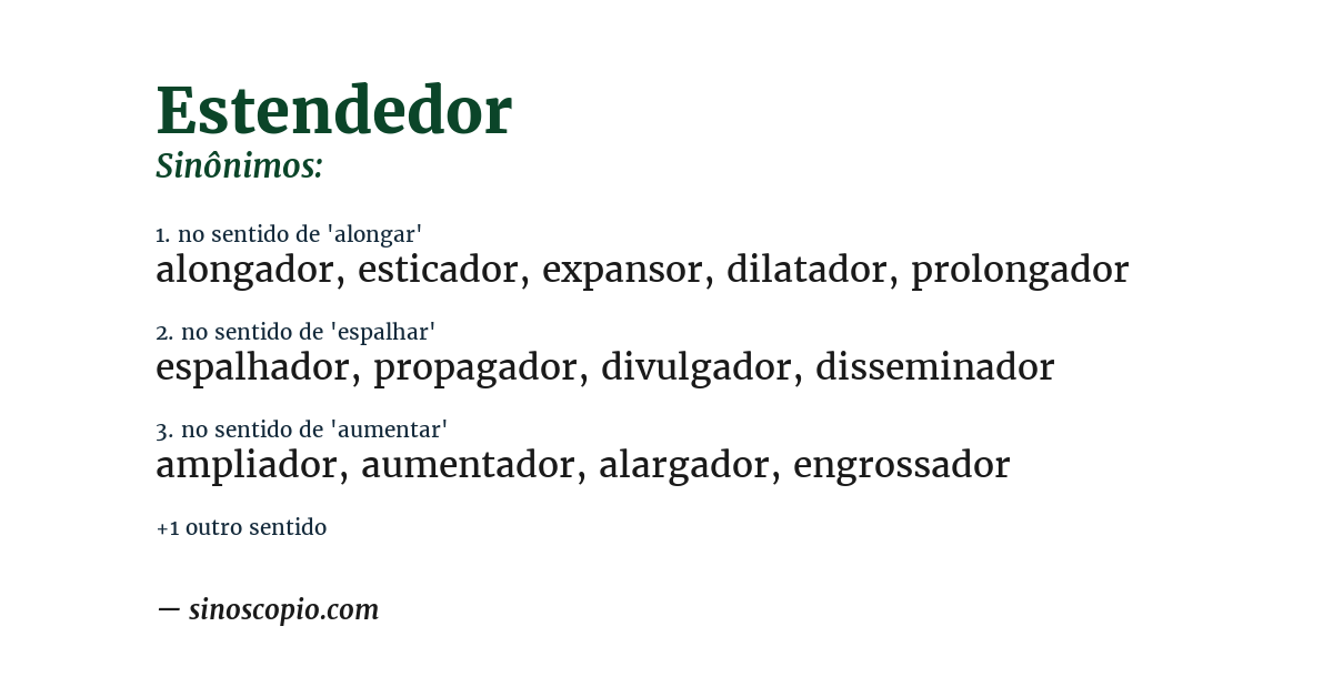 Sinônimo de estendedor