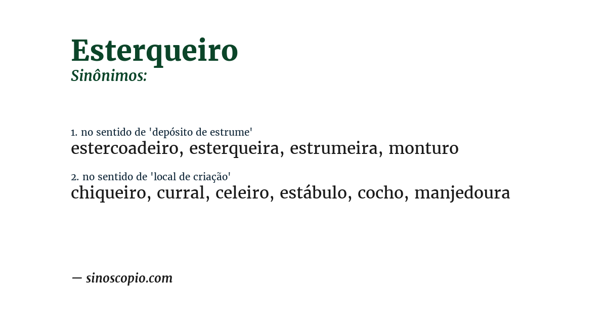 Sinônimo de esterqueiro