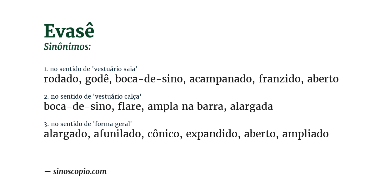 Sinônimo de evasê