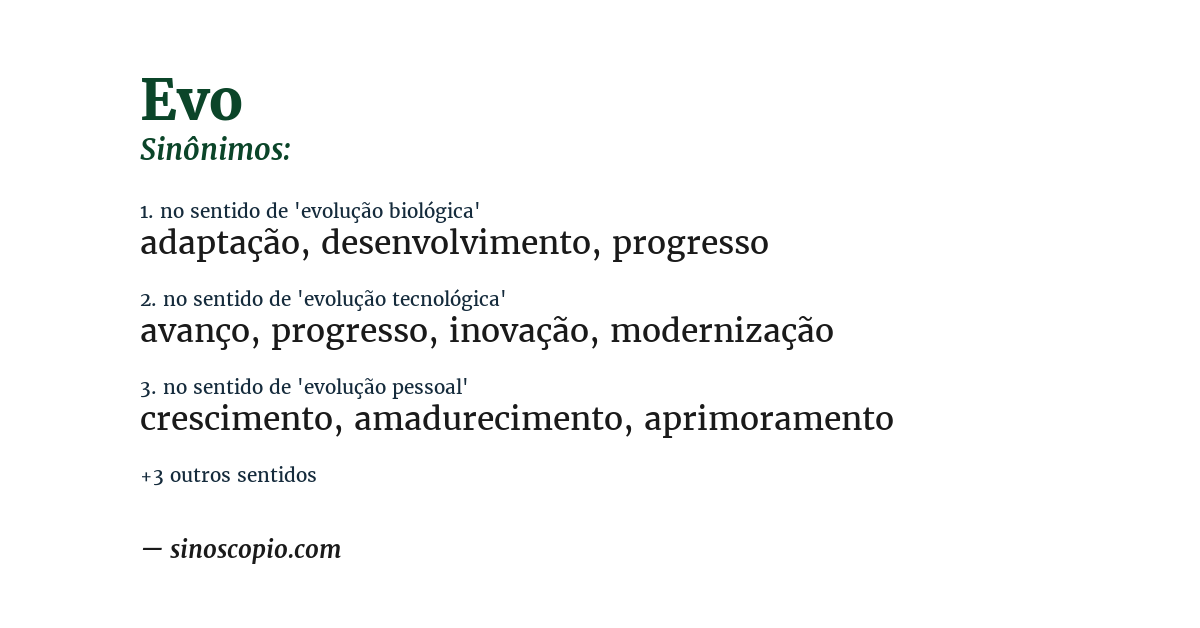 Sinônimo de evo