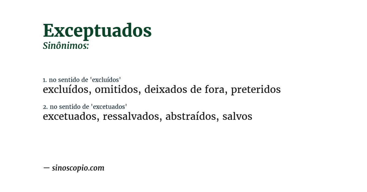 Sinônimo de exceptuados