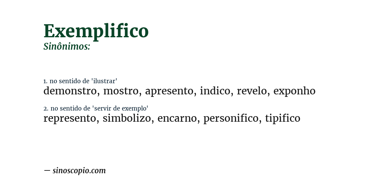 Sinônimo de exemplifico