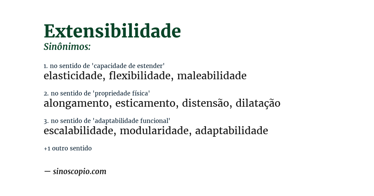 Sinônimo de extensibilidade