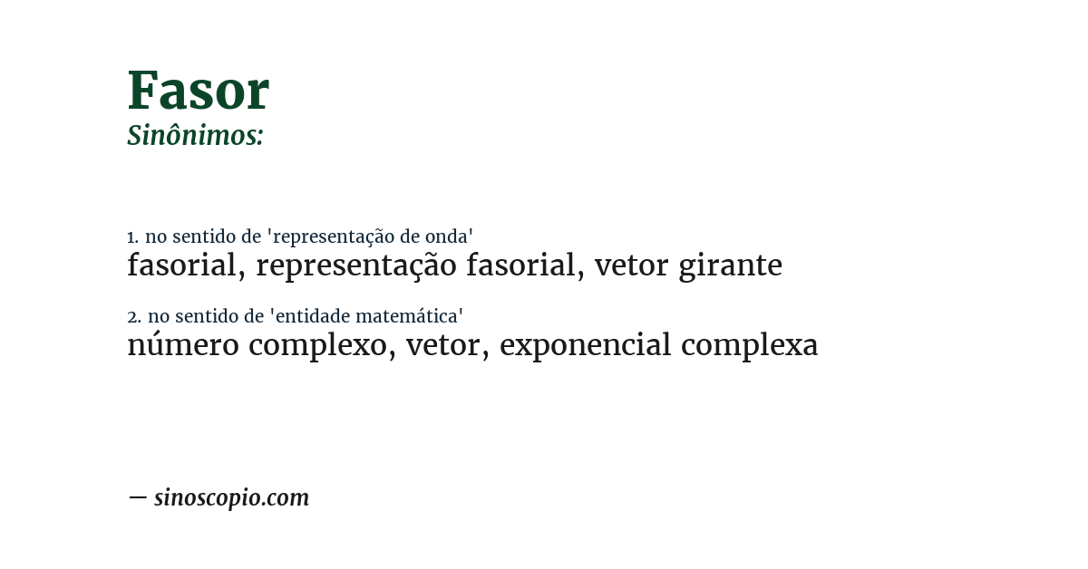 Sinônimo de fasor