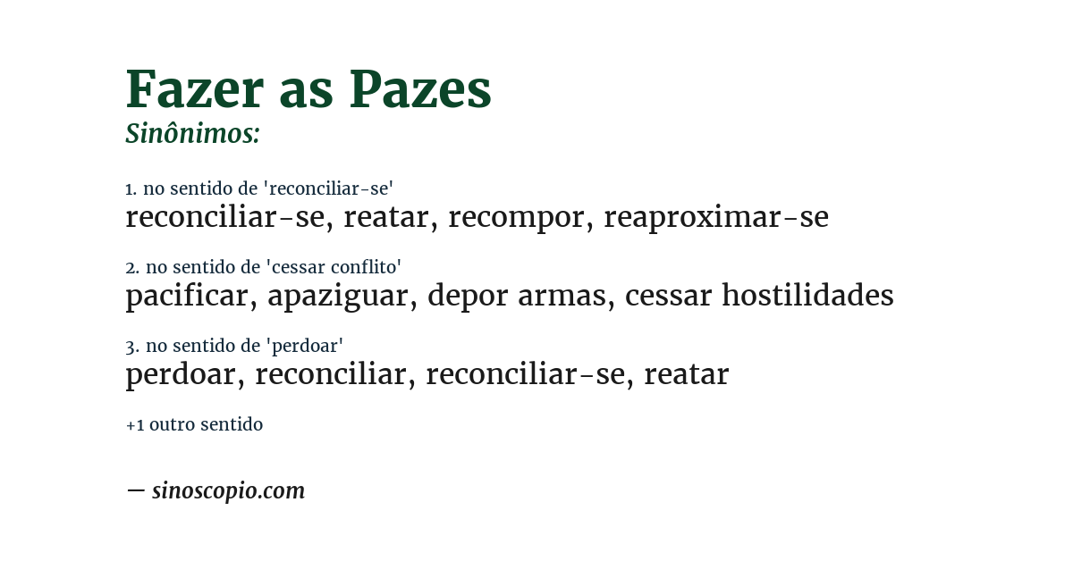 Sinônimo de fazer as pazes