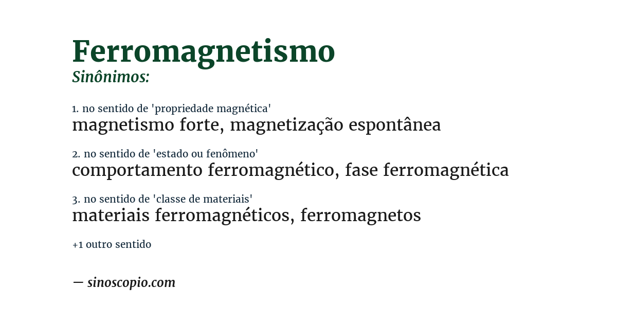 Sinônimo de ferromagnetismo