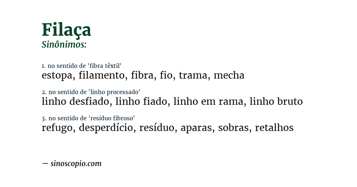 Sinônimo de filaça